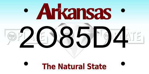 2O85D4 Arkansas License Plate