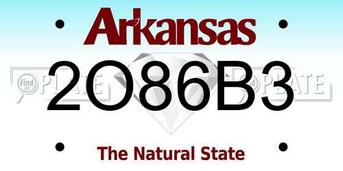 2O86B3 Arkansas License Plate