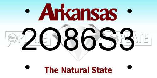 2O86S3 Arkansas License Plate