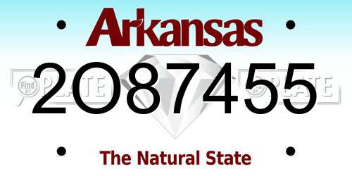 2O87455 Arkansas License Plate