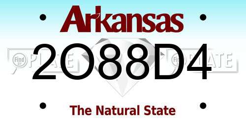 2O88D4 Arkansas License Plate