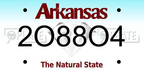 2O88O4 Arkansas License Plate