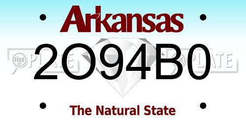 2O94B0 Arkansas License Plate