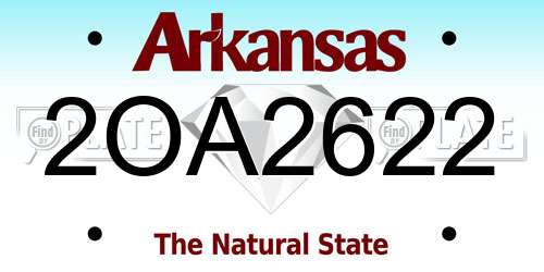 2OA2622 Arkansas License Plate