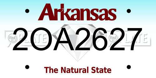 2OA2627 Arkansas License Plate