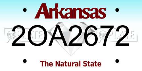 2OA2672 Arkansas License Plate