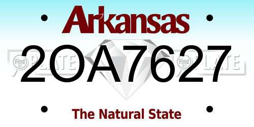 2OA7627 Arkansas License Plate