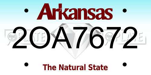 2OA7672 Arkansas License Plate