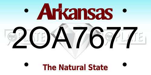 2OA7677 Arkansas License Plate