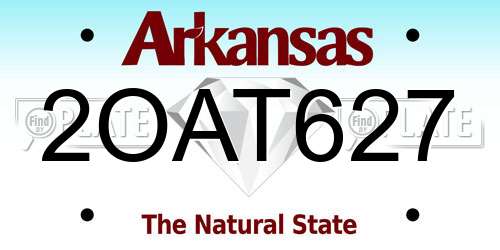 2OAT627 Arkansas License Plate