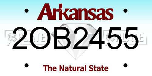 2OB2455 Arkansas License Plate