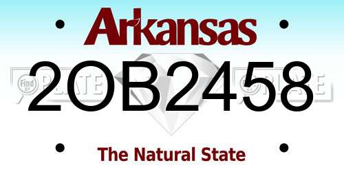 2OB2458 Arkansas License Plate