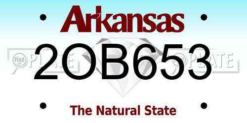 2OB653 Arkansas License Plate