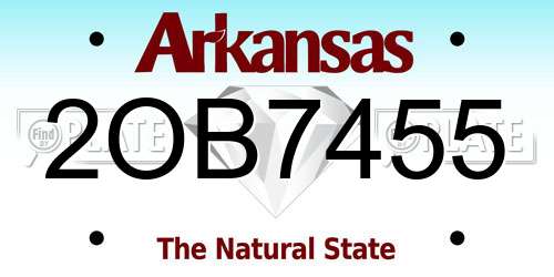 2OB7455 Arkansas License Plate