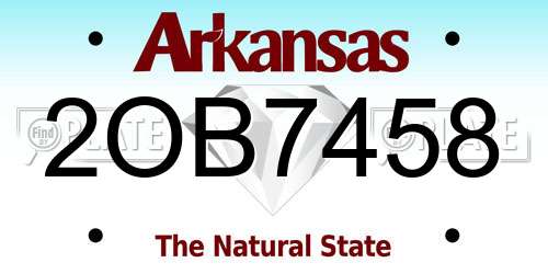 2OB7458 Arkansas License Plate