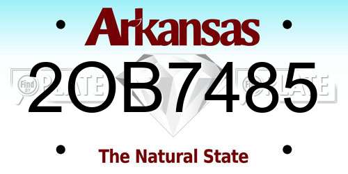 2OB7485 Arkansas License Plate