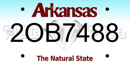 2OB7488 Arkansas License Plate