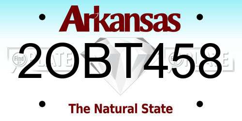 2OBT458 Arkansas License Plate