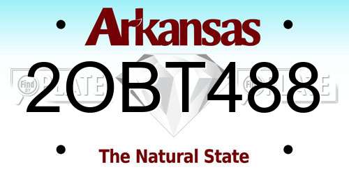 2OBT488 Arkansas License Plate