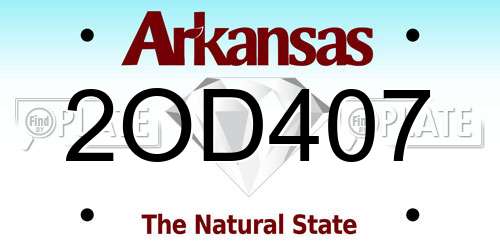 2OD407 Arkansas License Plate