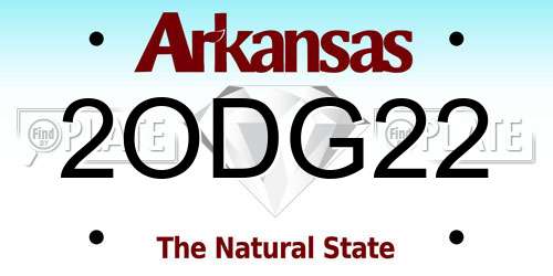 2ODG22 Arkansas License Plate
