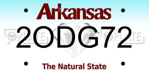 2ODG72 Arkansas License Plate
