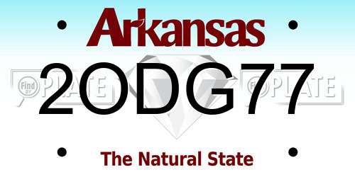 2ODG77 Arkansas License Plate
