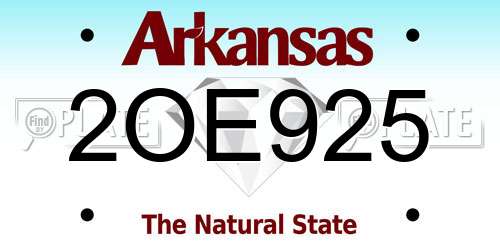 2OE925 Arkansas License Plate