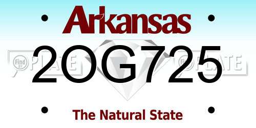 2OG725 Arkansas License Plate