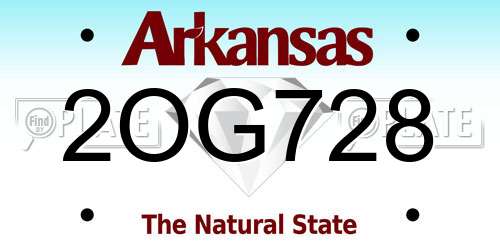 2OG728 Arkansas License Plate