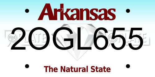 2OGL655 Arkansas License Plate