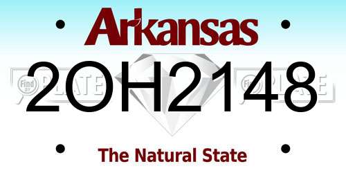 2OH2148 Arkansas License Plate