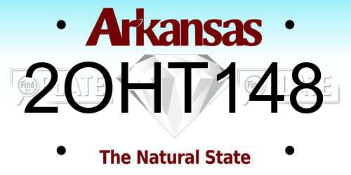 2OHT148 Arkansas License Plate