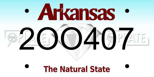 2OO407 Arkansas License Plate