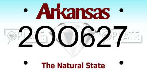 2OO627 Arkansas License Plate