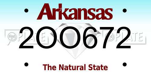 2OO672 Arkansas License Plate