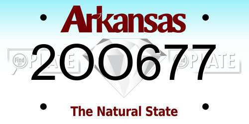 2OO677 Arkansas License Plate