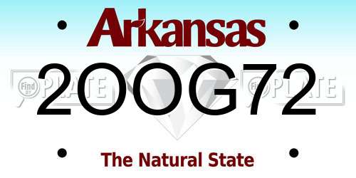 2OOG72 Arkansas License Plate