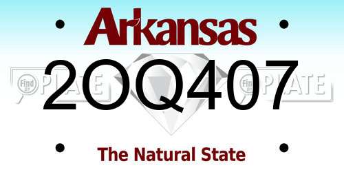 2OQ407 Arkansas License Plate