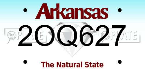 2OQ627 Arkansas License Plate