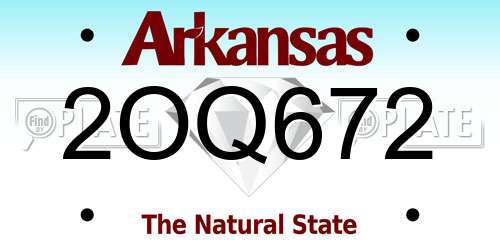 2OQ672 Arkansas License Plate