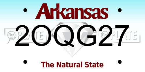 2OQG27 Arkansas License Plate