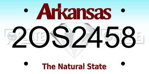2OS2458 Arkansas License Plate
