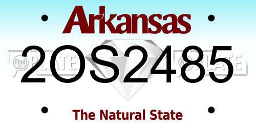 2OS2485 Arkansas License Plate