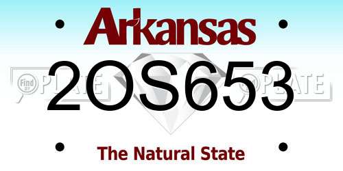 2OS653 Arkansas License Plate