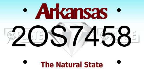 2OS7458 Arkansas License Plate
