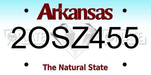 2OSZ455 Arkansas License Plate