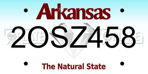 2OSZ458 Arkansas License Plate