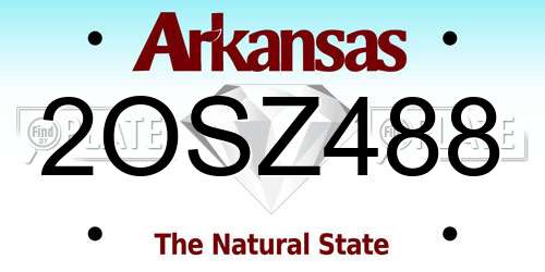 2OSZ488 Arkansas License Plate