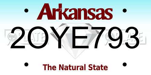 2OYE793 Arkansas License Plate